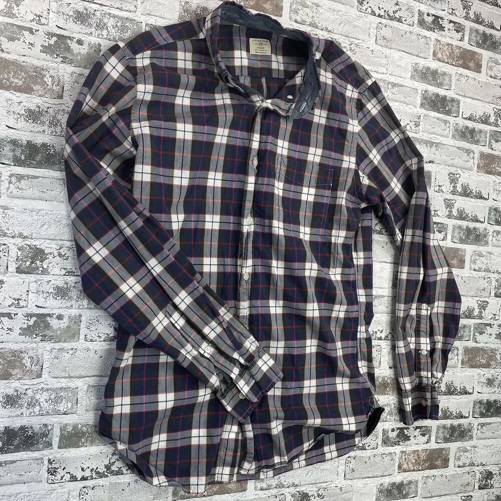 J.Crew Mens Button Down Shirt Size S Multicolor Plaid Long Sleeve Cotton